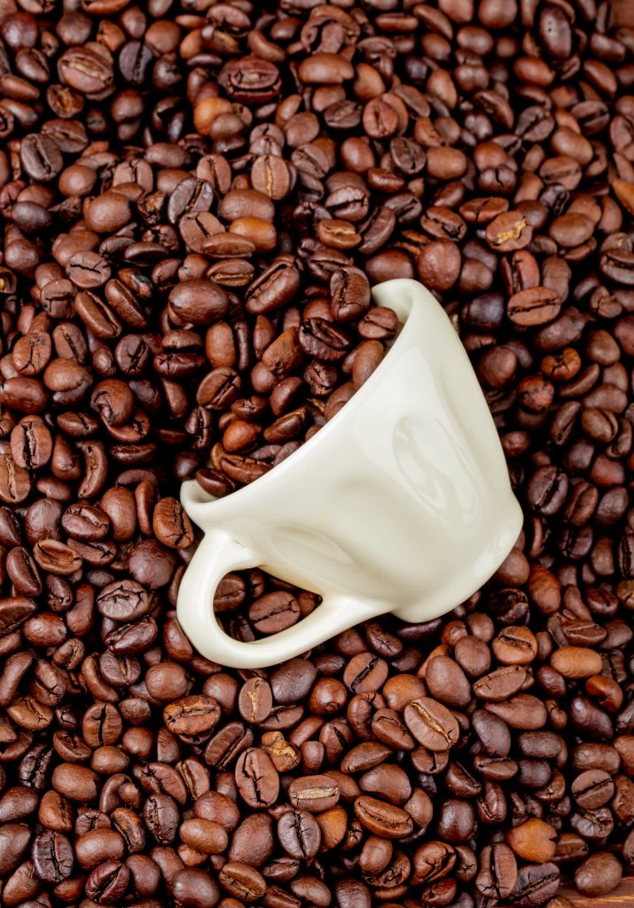 close up coffee beans or cup